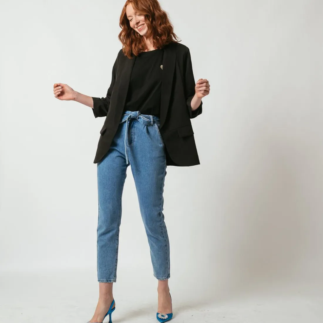 Veste tailleur col smoking - Noire