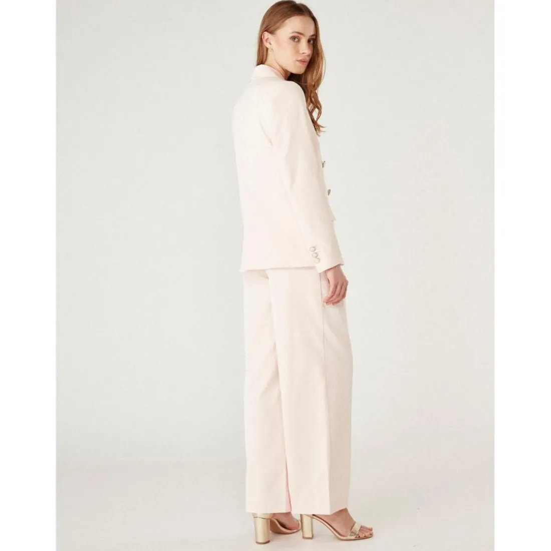 Veste tailleur double boutonnage rose
