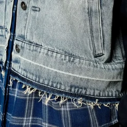 Veste VOILA bimatière bleu en coton