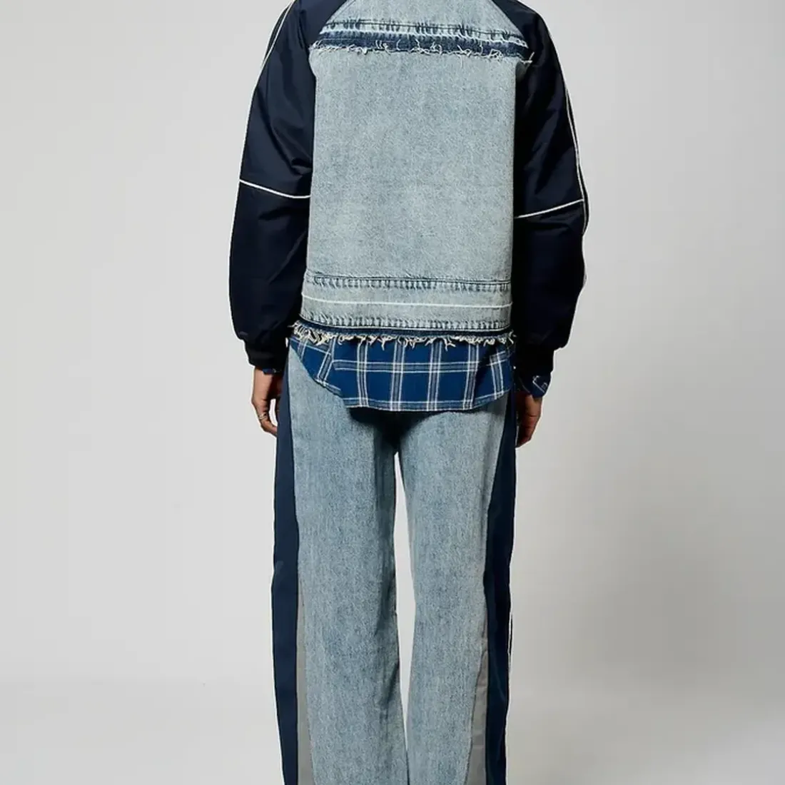 Veste VOILA bimatière bleu en coton