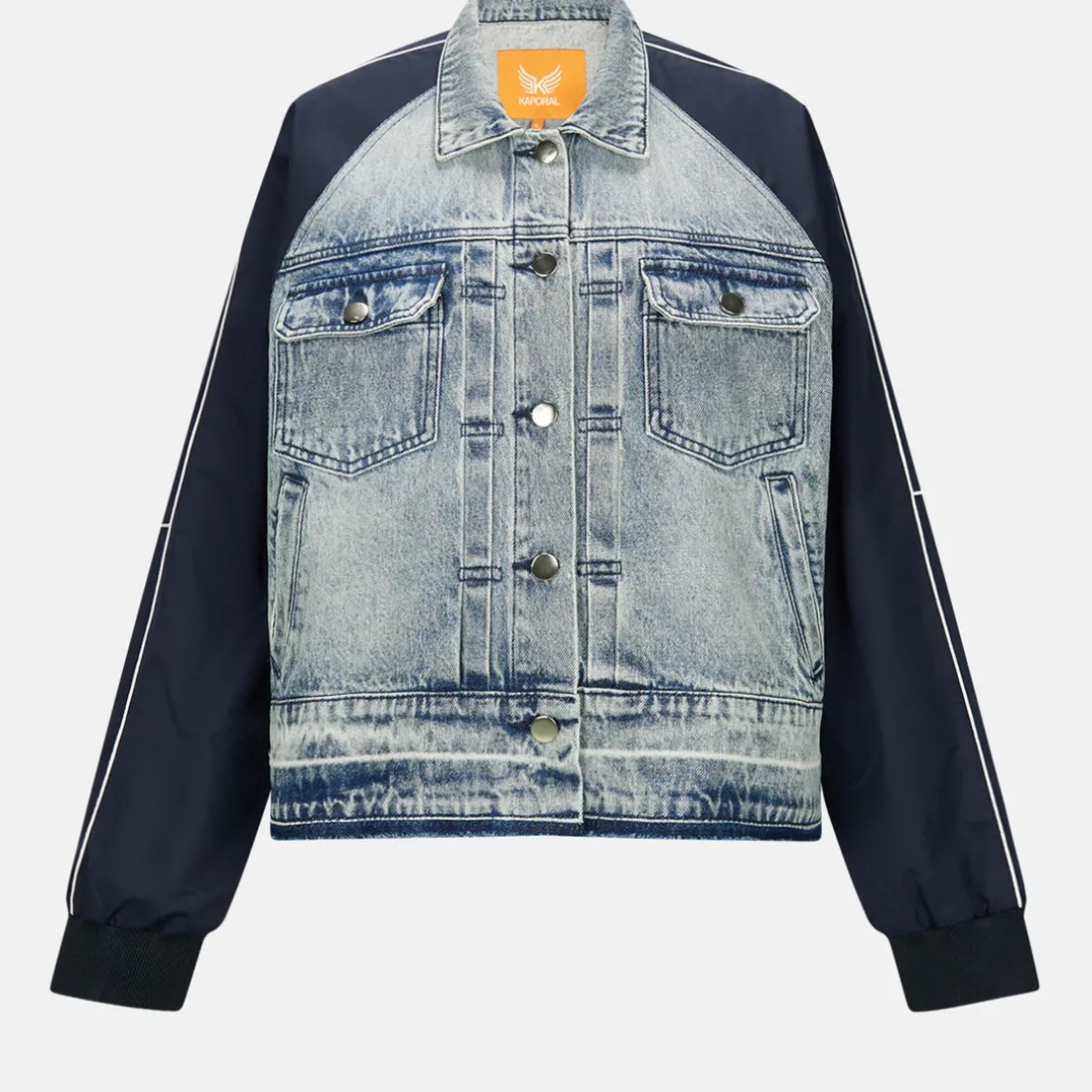 Veste VOILA bimatière bleu en coton