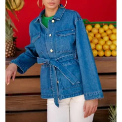 Veste VOLCY stone en coton bleu