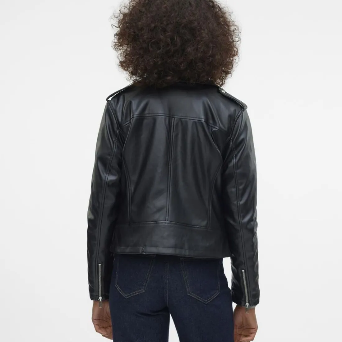 Veste zippée en cuir synthétique Bella Ane noir