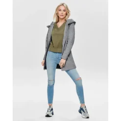 Vestes Capuche Manches longues gris Alma