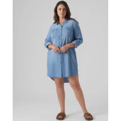 VMSILA - Robe courte col chemise bleu