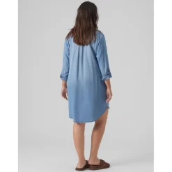 VMSILA - Robe courte col chemise bleu